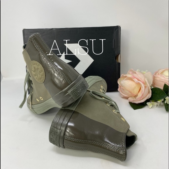 Converse Ctas High Top Leather Dark Stucco Green W - Picture 4 of 8